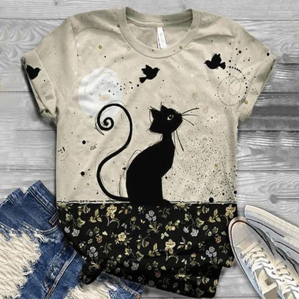 T-shirt da donna T-shirt da donna Taglie forti Maglietta 3D Animal stampato O-Collo Top Donna Manica corta Tee Ropa Mujer Top Harajuku Shirt