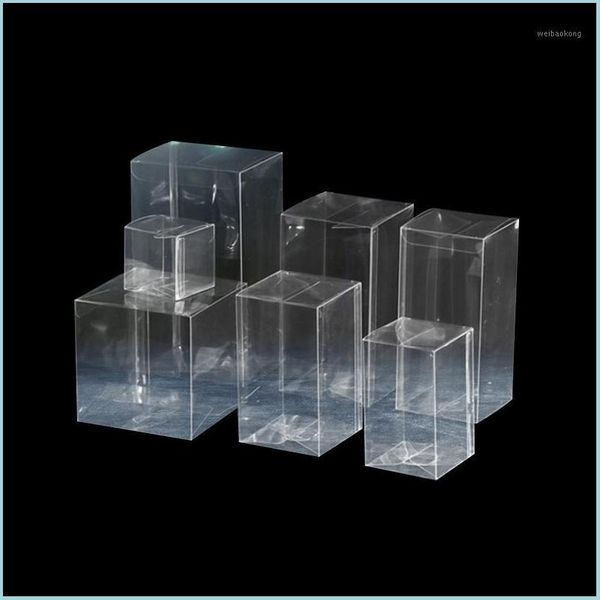 Geschenkpapier, Geschenkpapier, 5 Stück, durchsichtige PVC-Box, Verpackungsboxen, Hochzeit, Weihnachten, klein, transparent, Kunststoff, quadratisch, Einzelhandel, 40 Größen, 1 Tropfen, Deli Dhqej