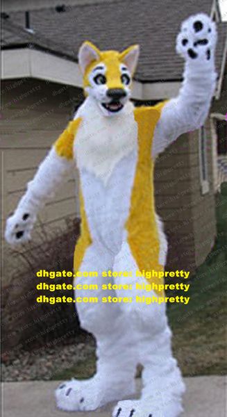 Lunga pelliccia pelosa lupo husky cani fursuit coyote costume da cartone animato personaggio di cartone animato Distribuzione dei volantini di grande magazzino ZZ6399