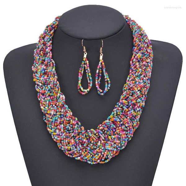 Halskette Ohrringe Set Megin D Europe Style Weave Drop Piercing Schmuck für Frauen Mädchen Freunde Geschenk Pendientes Anillos