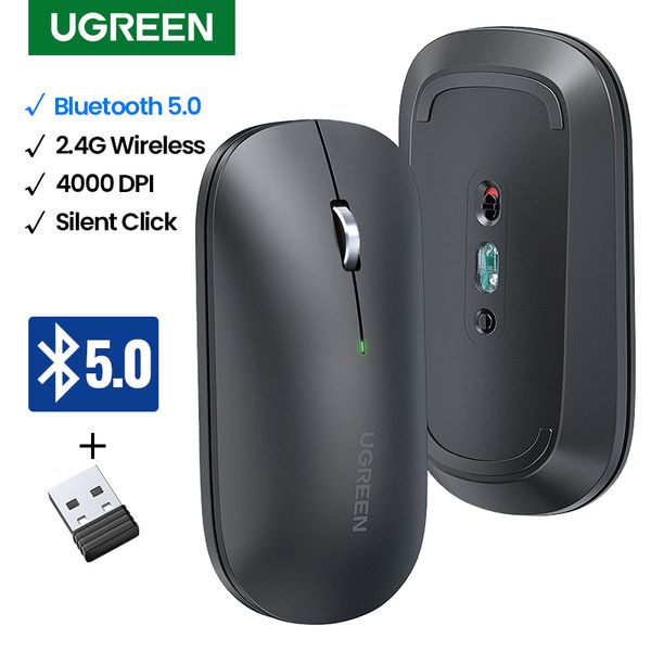 Fareler Ugreen Fare Kablosuz Bluetooth Sessiz 4000 DPI Tablet Bilgisayar Dizüstü Bilgisayar PC Slim Sessiz 2.4G 221027