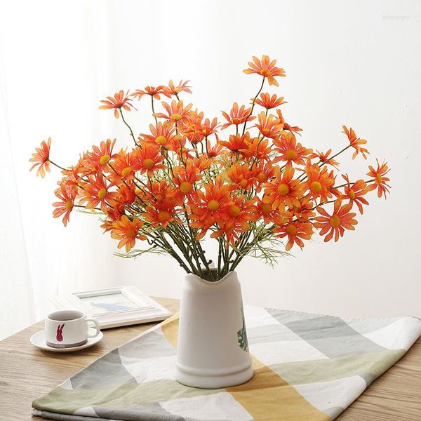 Flores decorativas amarelas margaridas brancas de seda artificial FALK FLOR LONG BULHOT BUCET para decoração de casa roxa