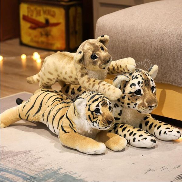 39/48 cm de simulação animal tigre leopardo leão brinquedos de pelúcia de aniversário presente de natal infantil bonecas de pelúcia