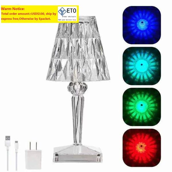 RGB Colorchanging acr￭lico Kartell Bateria l￢mpada carregamento LED Night Light Touch USB Room Hotel Decoration Light