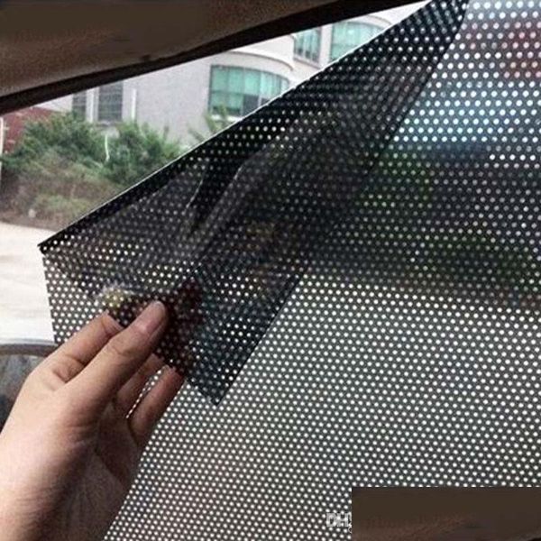 Adesivi per auto 2 pezzi Adesivi per lo styling dell'auto Finestrini laterali Pellicola a maglie Fogli Parasole Veicolo Blocco solare Parabrezza Rete elettrostatica Uv Protec Dhnso