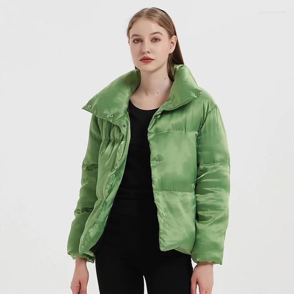 Trench da donna Giacca invernale da donna Parka Cappotto Capispalla verde Capispalla caldo e spesso Solid Fashion Ladies Pocket Donna Chic TRF