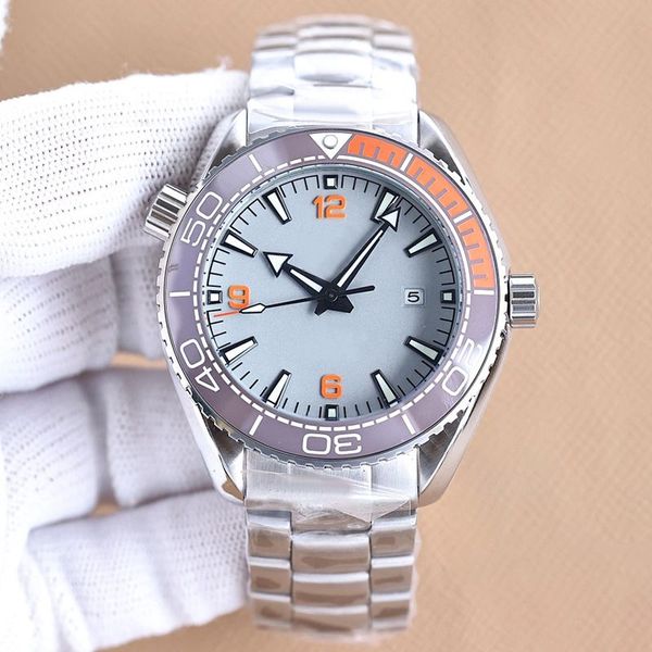 Homens de rea￧￣o dos homens rel￳gios mec￢nicos autom￡ticos 43,5 mm de cer￢mica de strapwatch de pulseira de a￧o de a￧o de design de a￧o de design