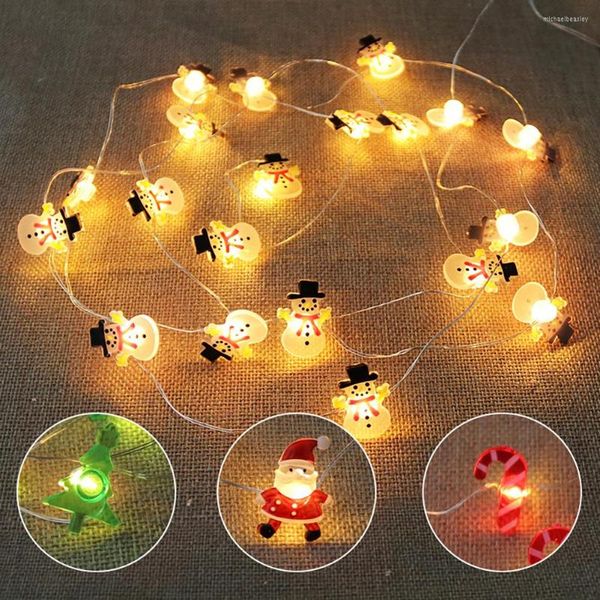 Strings 2M LED String Lights Babbo Natale Fiocchi di neve Lanterna Stampella Albero di Natale Alce Luce decorativa per decorazioni per la casa allegre