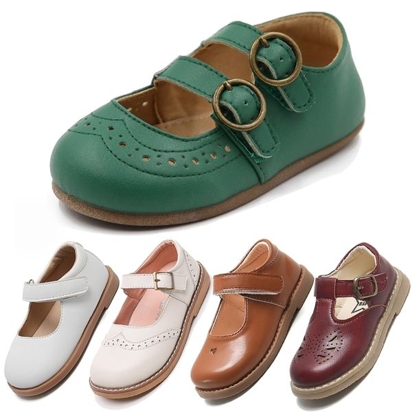 Turnschuhe Kinder Leder Schuhe Retro Hohl Weichen Boden Loafer Mädchen Prinzessin Pu Rutschfeste Flache Kinder Casual Sandalen Schule 221102