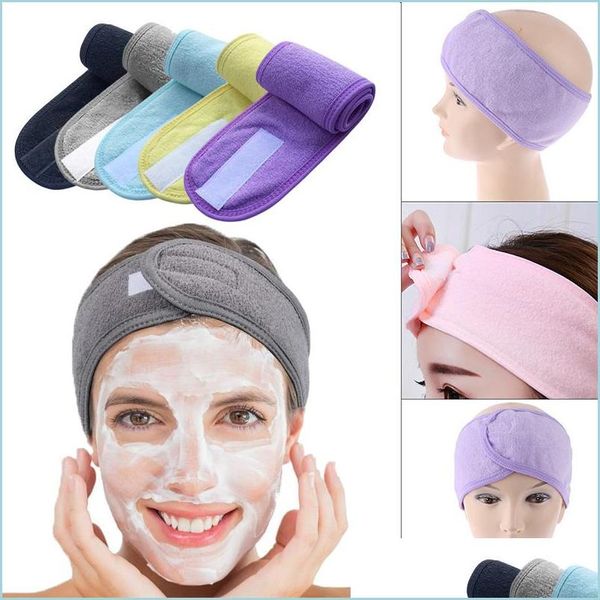 Haarband verstellbares breites Haarband Yoga Spa Bad Dusche Make-up Gesicht waschen Kosmetik Stirnband für Frauen Damen Make-up-Zubehör Drop Dhcjf