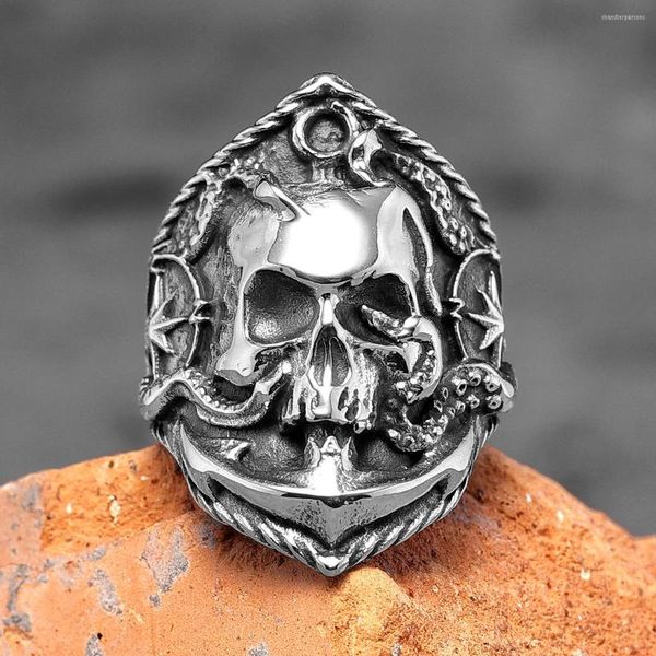 Cluster Ringe Octopus Pirat Wasser Geist Schädel Anker Edelstahl Herren Punk für männliche Freund Schmuck Kreativität Geschenk Großhandel