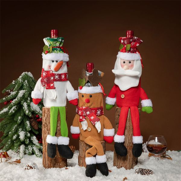 Noel Şarap Şişesi Set Karikatür Üç Boyutlu Noel Bebek Festivali Parti Dekorasyonları Masa Malzemeleri