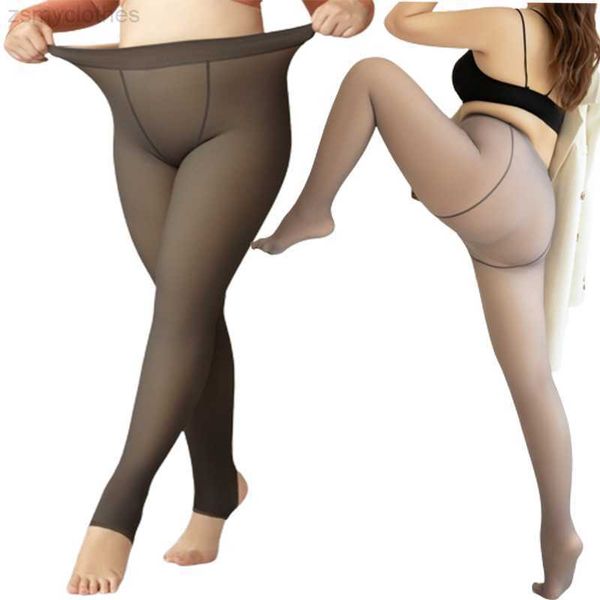 Meia Meia Meia Plus Size Inverno Feminina Meia Meia Meia Calcinha Térmica Translúcida Feminina Legging Quente Meia Falsa Meia Meia Meia Efeito Pele