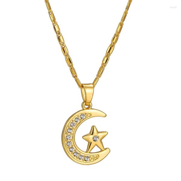 Collane con ciondolo 2022 collana con diamanti in lega di metallo con stelle di luna tendenza moda collare per gioielli da donna regalo per feste