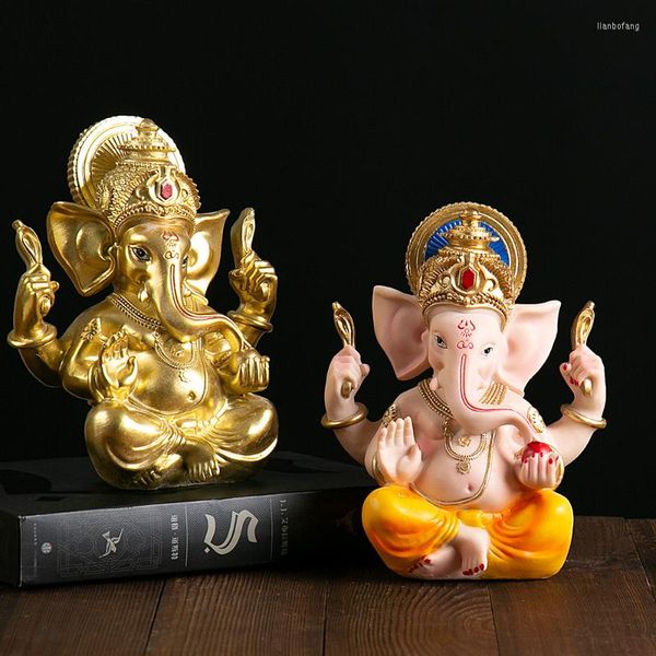 Estatuetas decorativas ganesha resina estátua buda estátua de artesanato esculpido à mão Ornamentos de artesanato