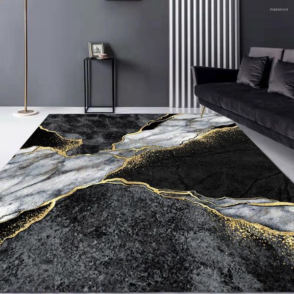 Teppiche Schwarz Gold Marmor Große Teppiche Wohnzimmer Dekoration Luxus Europäischen Stil Flur Küche Boden Teppich Hause Eingang Tür Matte