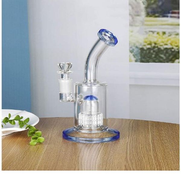 Matrice da 8,6 pollici Perc Glass Water Bong narghilè Shisha Smoke Pipe Recycler Dab Rigs con ciotola da 14 mm