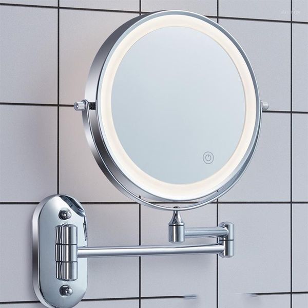 Aynalar Tıraş Kendinden Saç Kesimi Banyo Gümüş Tuvalet Yuvarlak Büyüteç Montajlı Ayna Banyo Lustro Yapmak Makijazu LG50JZ