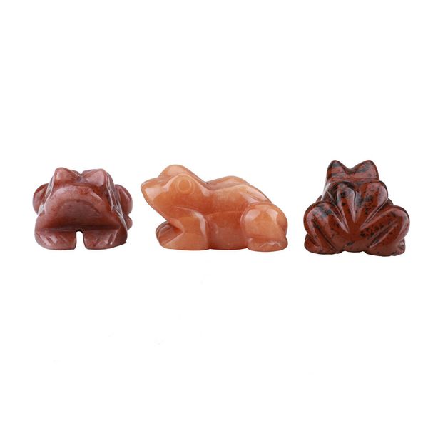 Favore di partito all'ingrosso 1,5 pollici Rana Statua Pietre naturali Ornamento per la stanza Intagliato a mano Reiki Figurine Opale Quarzo rosa Agata Guarigione Cristalli Acquario KD1