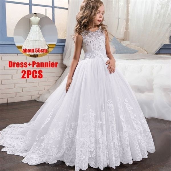 Mädchen Kleider Mädchen Weihnachtskleid Weiß Rosa Brautjungfer Kinder Kleiden Baby Kinder Lange Prinzessin Party Hochzeit Abend 10 12 Y Vestidos 221101