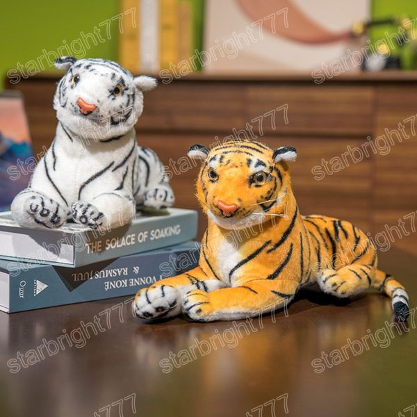 25 cm de tigre tigre brinquedos de pelúcia de animais selvagens simulação tigre tigre de decoração de animais bonecos de crianças presentes de aniversário para bebês