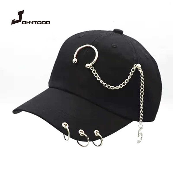 Snapbacks moda hip hop cotone berretto da baseball creativo piercing anello caps punk adulto casual solido regolabile cappello unisex cappelli di snapback L221028