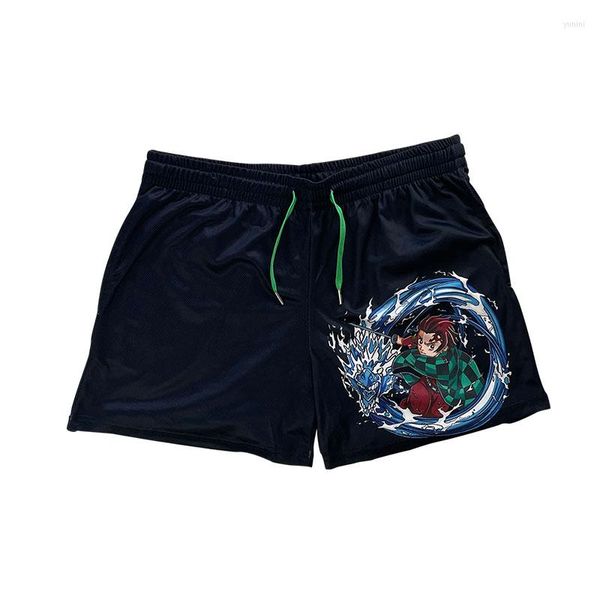 Herren-Shorts, Anime-Sport, kausal, atmungsaktiv, Strand, kurz, Teufelsfrucht-Druck, Cartoon-Badehose, Übergröße, 6XL, Fitnessstudio für Männer