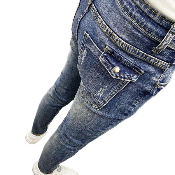 Pantaloni da uomo all'ingrosso 2022 uomini di moda coreani Street Wear jeans da uomo blu lavati pantaloni casual in denim elasticizzati da uomo