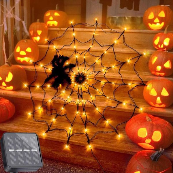 Stringhe LED Halloween Spider Web Luci da parete Dia 1m 60led Lampada da giardino netta per Natale Casa vacanze Bar KTV Party Finestra Camera Patio