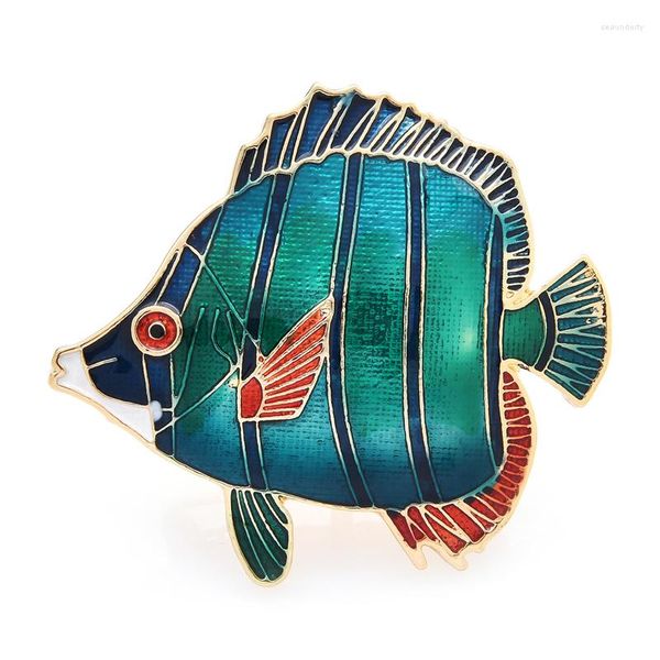 Broches wulibaby peixe de esmalte de 2 cores para mulheres unissex tropical fester office brooch pin presentes