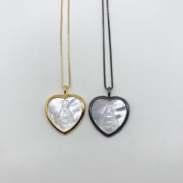 Подвесные ожерелья 5pcs/много уникальные религиозные ювелирные украшения оболочка для сердца ожерелье металл, гальванированный для женщин