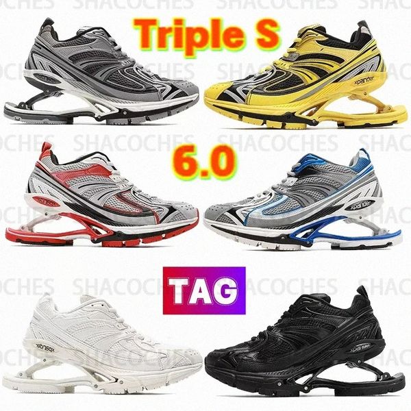 Sapatos casuais Triple S 6.0 Elasticidade-x-papa Men t￪nis designer t￪nis branco Triplo preto vermelho rosa cinza Cinzento prata azul altura amarela Aumento