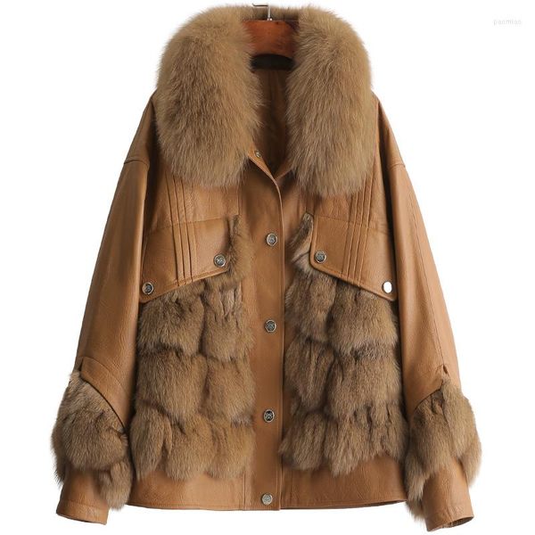 Frauen Leder Echte echtem Schaffell Wildleder Jacke Pelz Kragen Herbst Winter Frauen Mantel Moto Anzug Oberbekleidung Kleidungsstück LF21048KQN