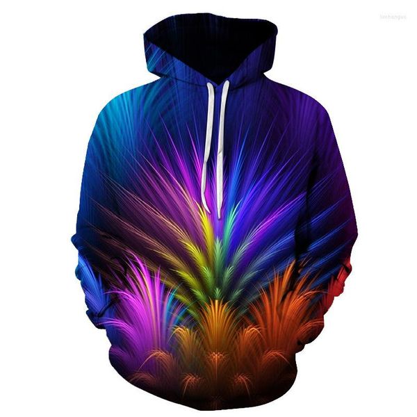 Hoodies masculinos 2022 - 3D Padrão geométrico de moletons com capuz para crianças casuais