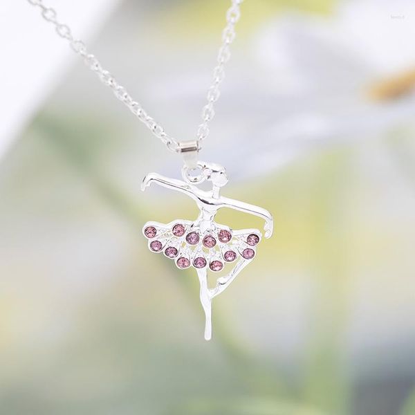 Anhänger Halsketten 10 stücke Mutter Geschenk Charakter Mädchen Tanzen Ballett Sport Halskette Einfache Frische Rosa Zirkon Schlüsselbein Kette Schmuck