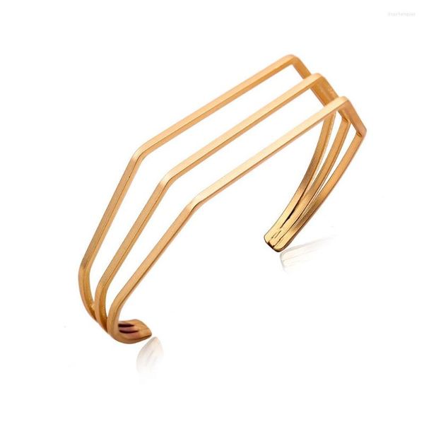 Braccialetti per donne ragazze svuotare il design geometrico multistrato gioielli di colore oro color braccialetti argento amante