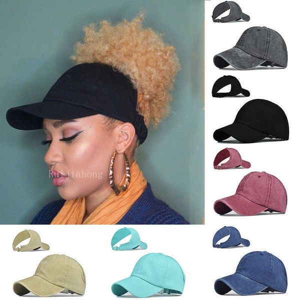 Snapbacks Summer Mulheres cabelos bagunçados Bun Horsetail Baseball Hat Golf Sport Casual Cap Curly Backss for L221028