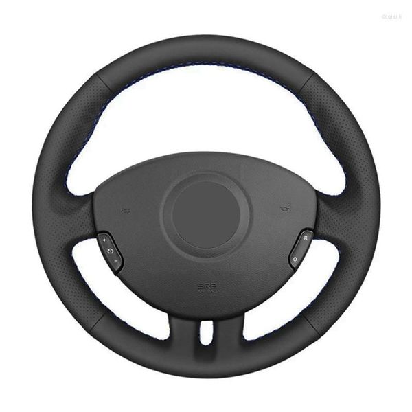 Крышка рулевого колеса не скользит черная подлинная кожаная кошачья настраиваемая автомобильная крышка для Clio 3 2005-2013