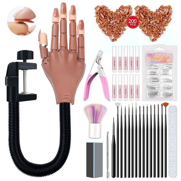 Set di mani per la pratica delle unghie Strumento per manicure regolabile Mano di addestramento Flessibile Mani false finte mobili