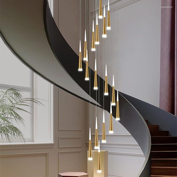 Kronleuchter Splitter Gold Wendeltreppe Kronleuchter Wohnzimmer Treppenhaus Halle EL Led Moderne Lampe