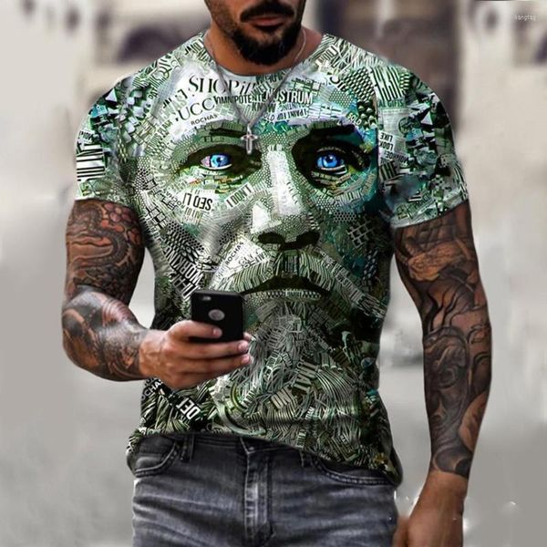 T-shirt da uomo T-shirt girocollo stampata in 3D da uomo T-shirt casual a maniche corte Sport Muscle Summer Fashion Street All-match Clothing