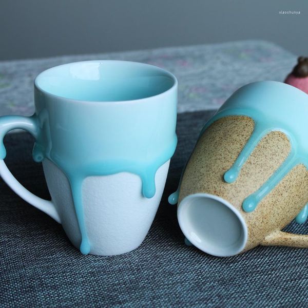 Tassen Keramik Flow Glasur Tasse Personalisierte Kreativität Tasse Mode Minimalist Retro Handgriff Liebhaber
