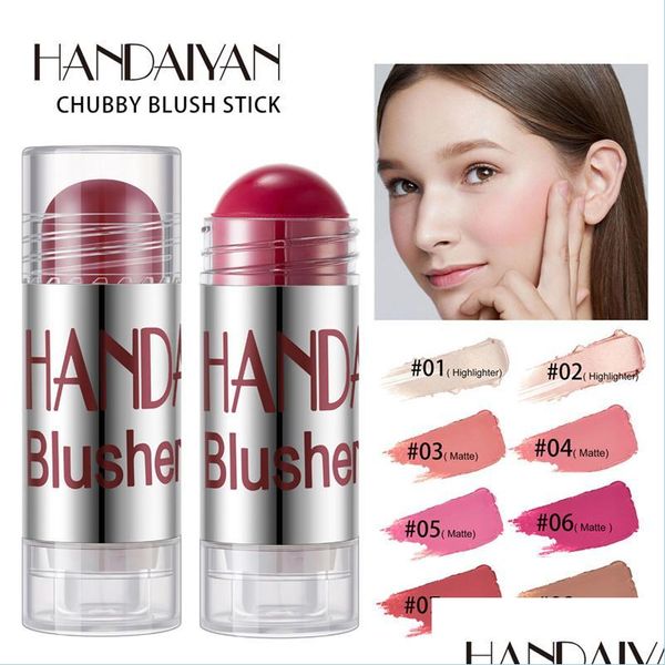 Blush Handaiyan 8 colori Blush Crayon Stick Impermeabile idratante levigante Rouge Pen Cream 6 pezzi Consegna a goccia 2022 Salute Bellezza Dhfke