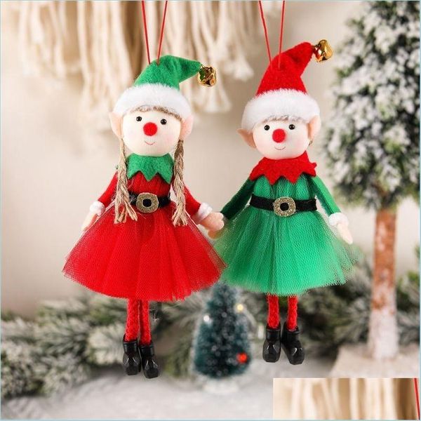 Decorazioni natalizie Bambole elfo natalizio Decorazione Adorabile ragazzo e ragazza Albero di Natale Ornamento di Capodanno Regali per la casa Consegna a domicilio 2021 Dhael