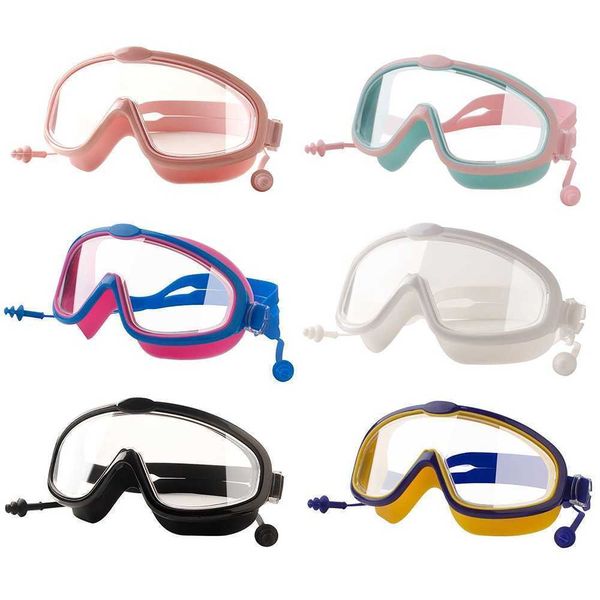 occhialini Occhialini da nuoto all'aperto Tappi per le orecchie Set 2 in 1 per bambini Protezione UV antiappannamento Occhiali da nuoto con tappi per le orecchie 4-15 anni Bambini L221028