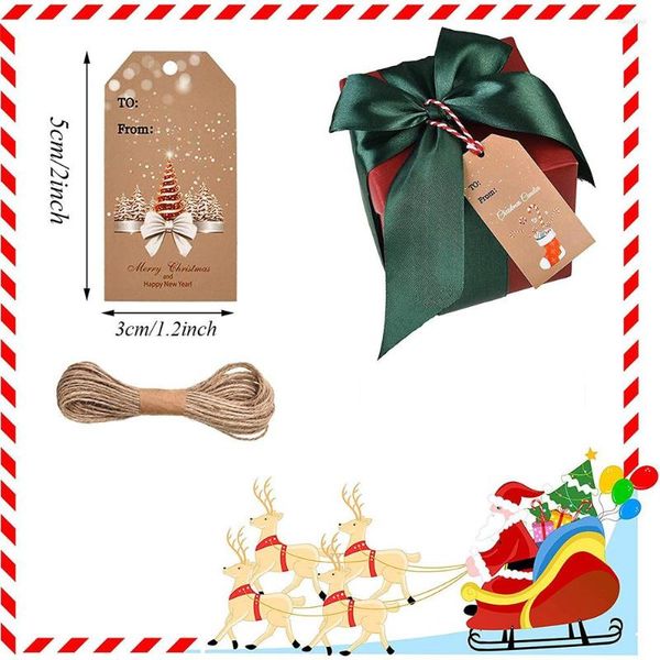 Подарочная упаковка 50-100pcs винтажные теги Kraft Paper Marry Christmas Santa Claus Tag Diy Рождественская вечеринка упаковка Hang Label Card