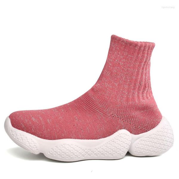 Sportschuhe High-Top-gewebte Jungen und Mädchen hohe elastische Mesh atmungsaktive Socken Jugendmode lässige All-Match-Kinder-Turnschuhe