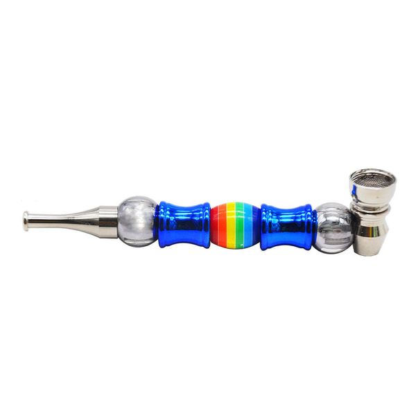 accessorio per fumo pipa per bruciatore a nafta New METAL PIPE multicolore perlina asta dritta tappo a bocca sottile bong