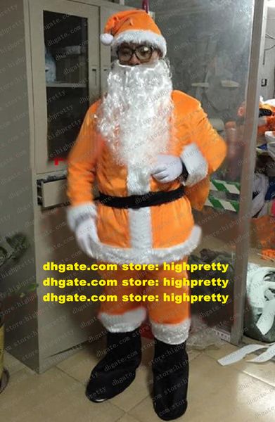 Kind Mascot Costume Arancione Babbo Natale Babbo Natale Kriss Kringle Personaggio dei cartoni animati Mascotte Barba lunga No.zz2311