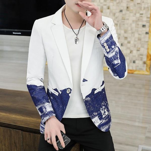 Abiti da uomo Stile coreano Blazer da uomo Cappotto con fiori sfumati Matrimonio Business Giacca da abito casual Parrucchiere Street Wear Social Veste Homme